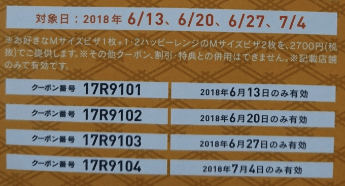 【クーポンコード】Mサイズピザ1枚購入で「もう2枚無料」キャンペーン