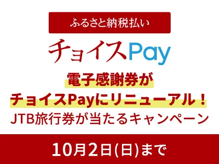 【チョイスPay限定】ふるさとチョイス「JTB旅行券3万円分」キャンペーン