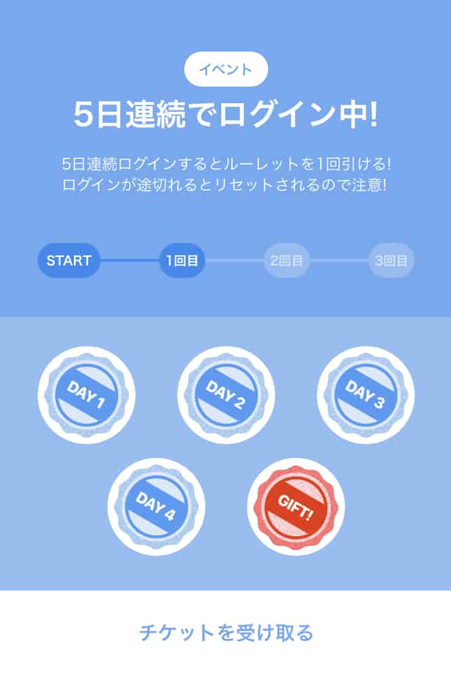 【5日連続ログイン限定】タイムバンク「ルーレット無料」キャンペーン